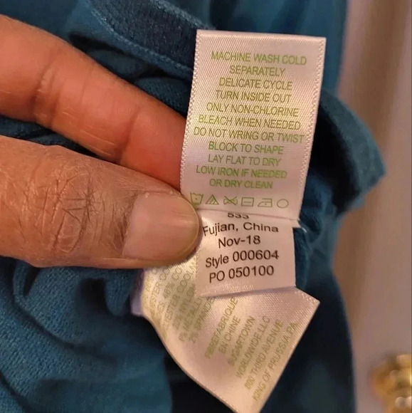 Lilly Pulitzer Cobo Front Pockets Teal Oversized Boatneck Sweater(S) - Picture 10 of 10